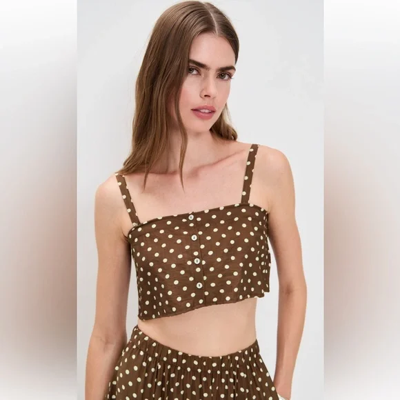🆕 LE BOP | Brown Polka Dot Crop Top (size S) - Picture 1 of 8